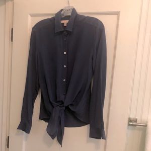 Banana Republic navy silk tie blouse, size 8